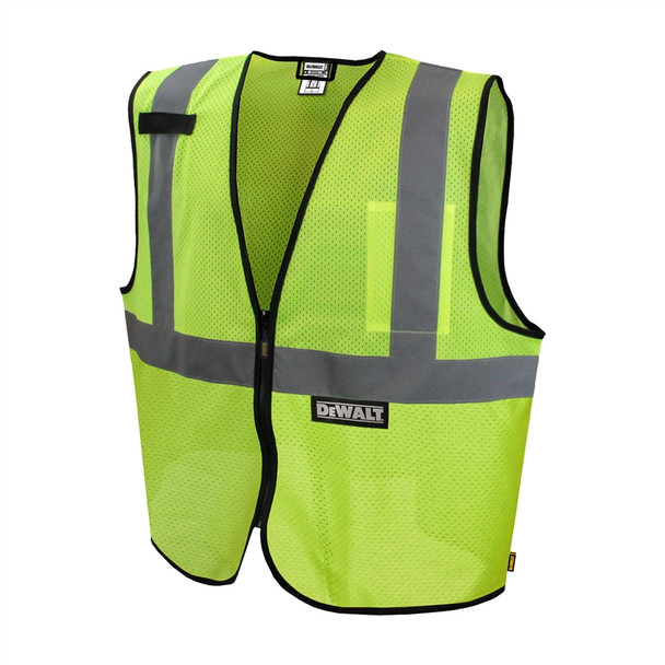 DeWALT Class 2 Hi Vis Green Economy Mesh Vest with Black Trim DSV220 Front