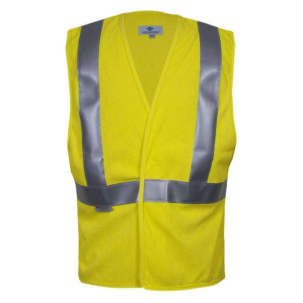 NSA FR Class 2 Hi Vis Yellow Mesh Made in USA Road Vest VNT99703 Front