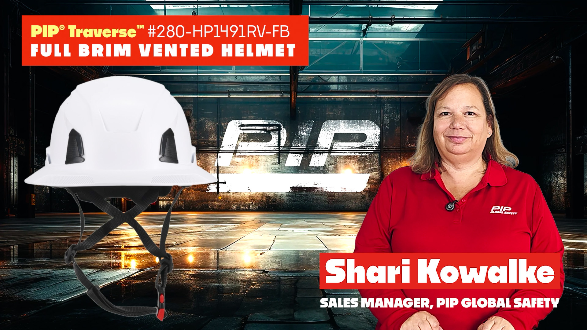 Shari features the PIP® Traverse™ Full Brim Vented Helmet 280-HP1491RV-FB