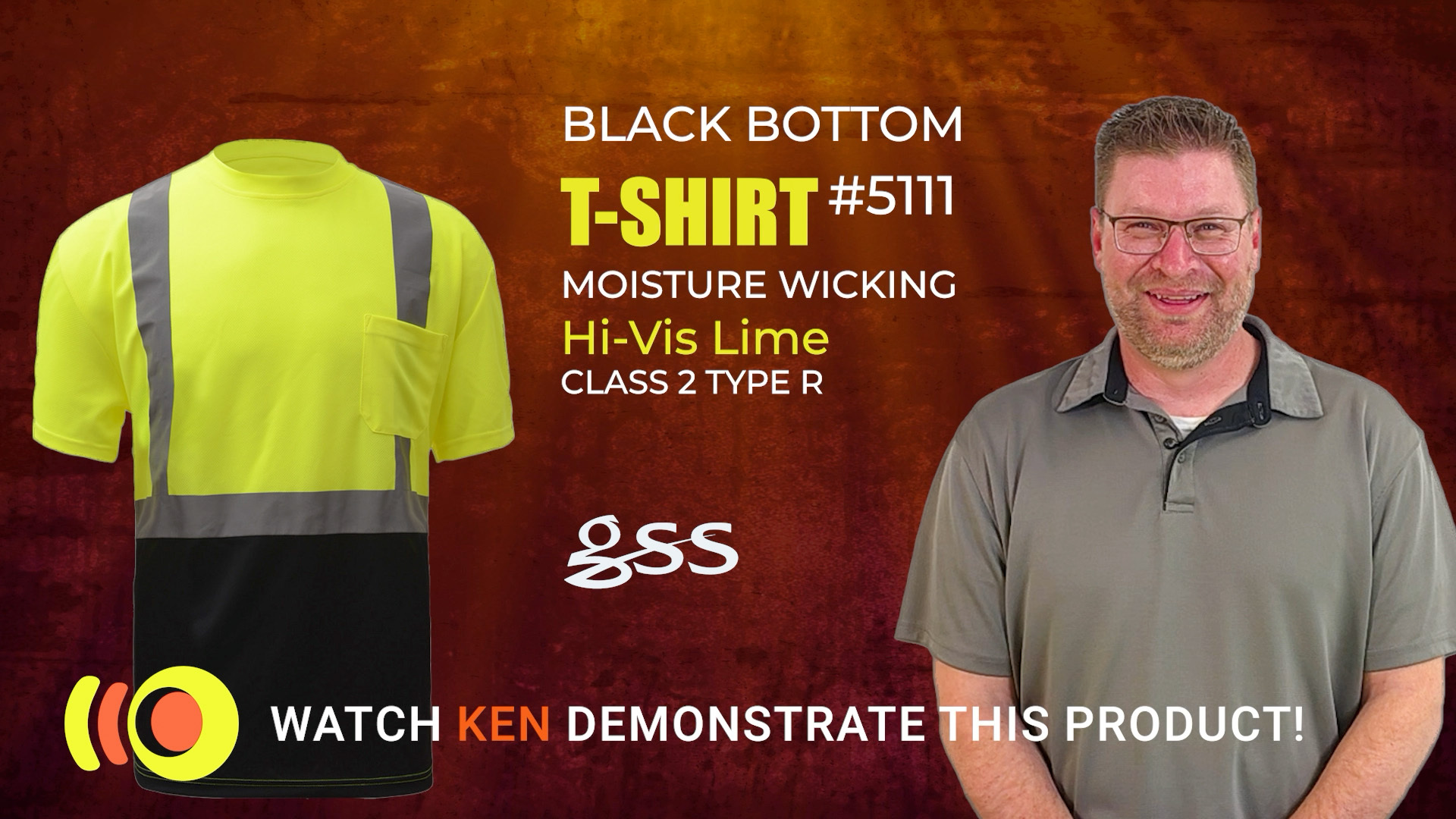 GSS Class 2 Hi Vis Lime Black Bottom Moisture Wicking T-Shirt 5111