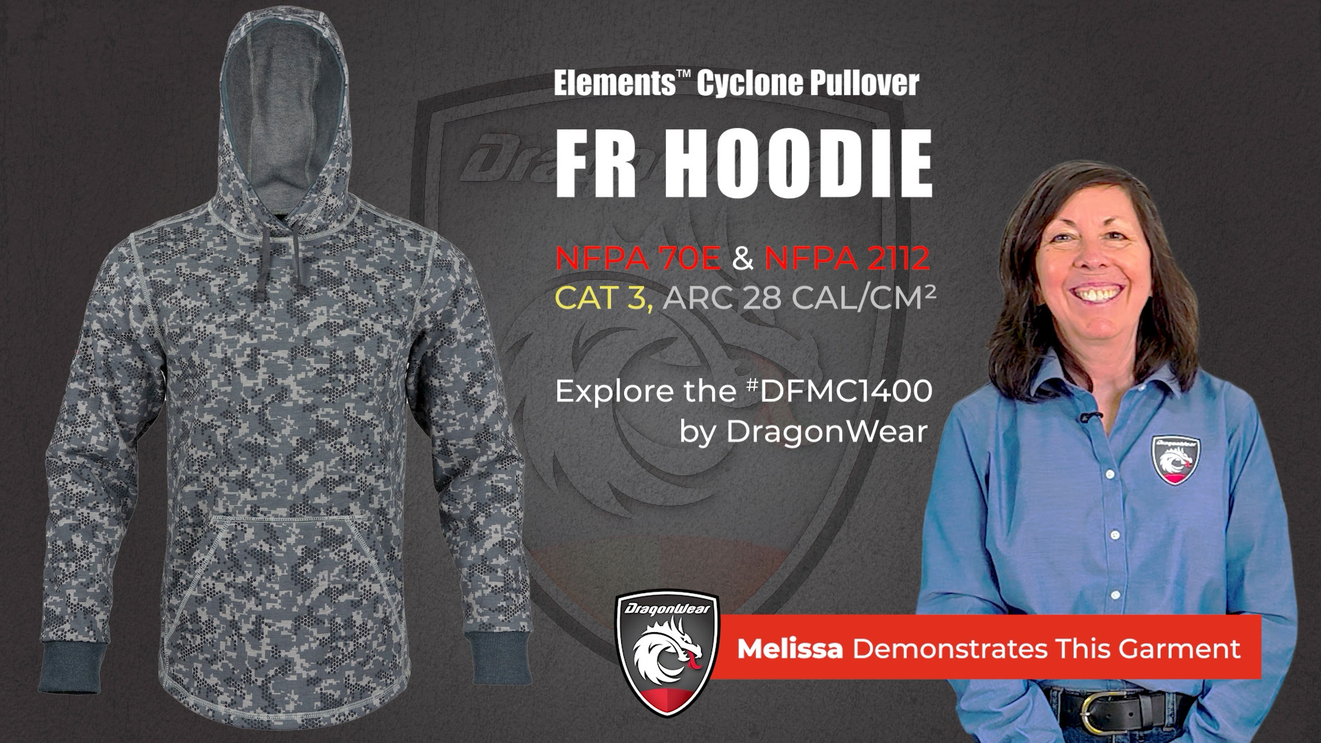 Melissa demos the Dragonwear Elements™ Cyclone Pullover FR Hoodie DFMC14