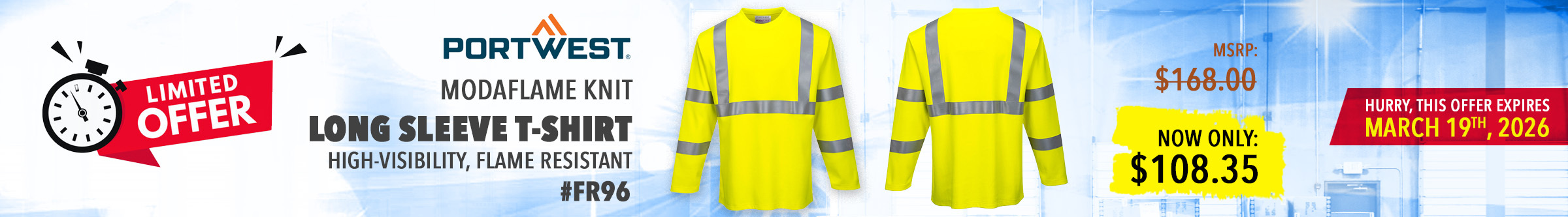 Portwest FR96 Long Sleeve  T-Shirt Sale