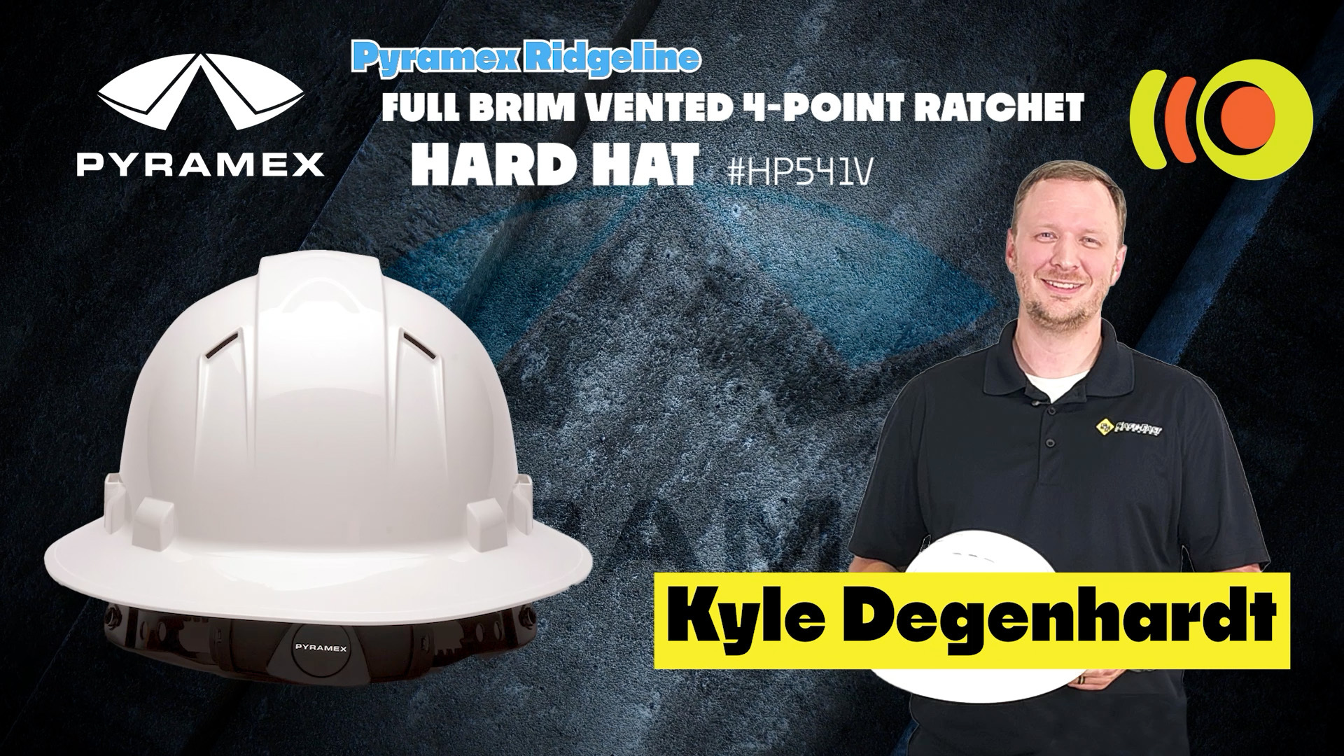 Kyle features Pyramex Ridgeline Full Brim Vented 4-Point Ratchet Hard Hats HP541V