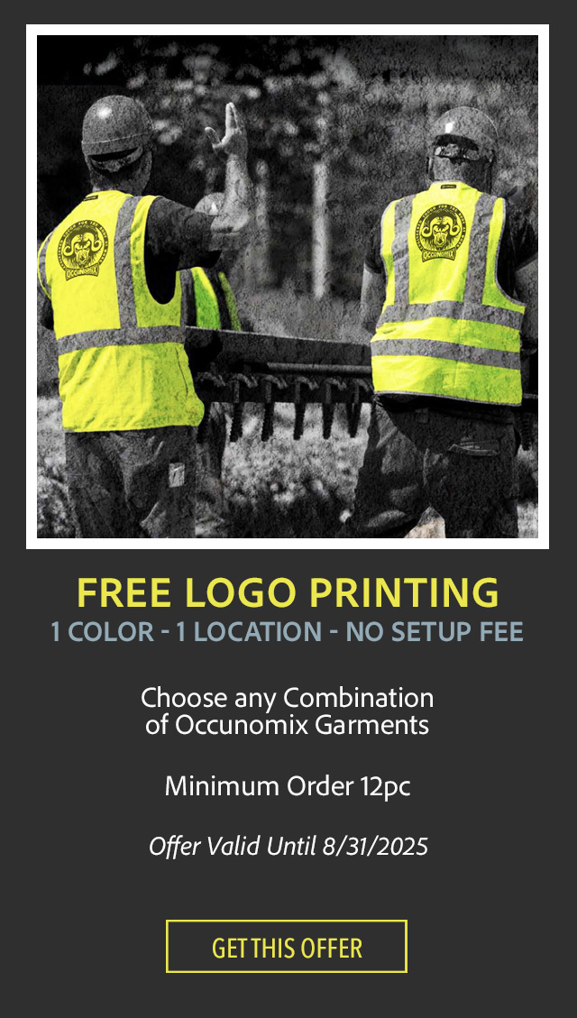 Free Logo Printing on Occunomix Safety Garments - See Details to Qualify