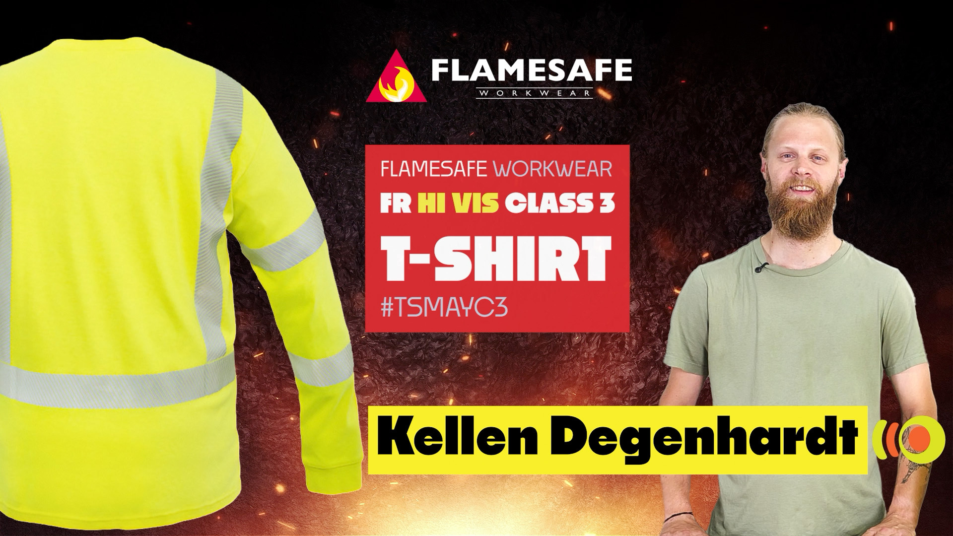 Kellen demos the Flamesafe FR Hi Vis T-shirt Class 3 TSMAYC3