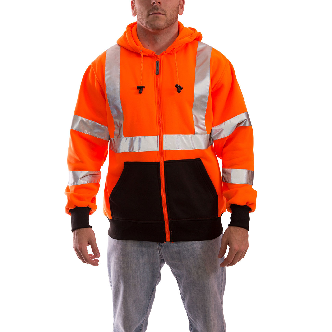 High visibility zip up hoodie clearance