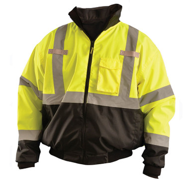 Radians Class 3 Two-in-One Highly Visible Lime & Black Bomber Safety Jacket
