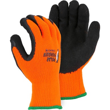 Majestic 1960 High Visibility Split Pig Winter Lined Gloves w/ Orange Safety Cuff, Box/12 Pairs - 8