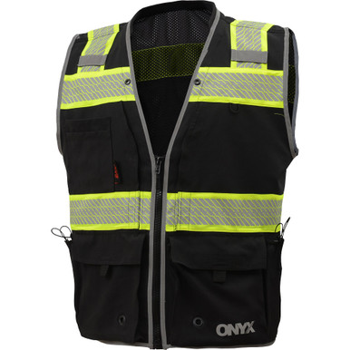 GSS Enhanced Visibility Black Premium ONYX Surveyors Vest with Segmented  Tape (1513)