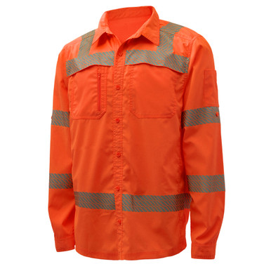 GSS Class 3 Hi Vis Orange Lightweight Rip Stop Work Shirt 7506