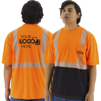 Majestic Class 2 Hi Vis Orange Black Bottom T-Shirt with Chainsaw