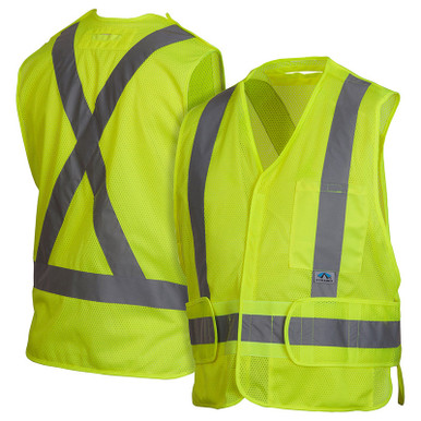 Pyramex Class 2 X-Back Breakaway Lime Safety Vest RCA2510