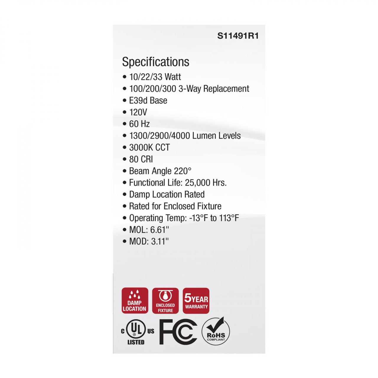 Satco | S11491R1 | S11491R1