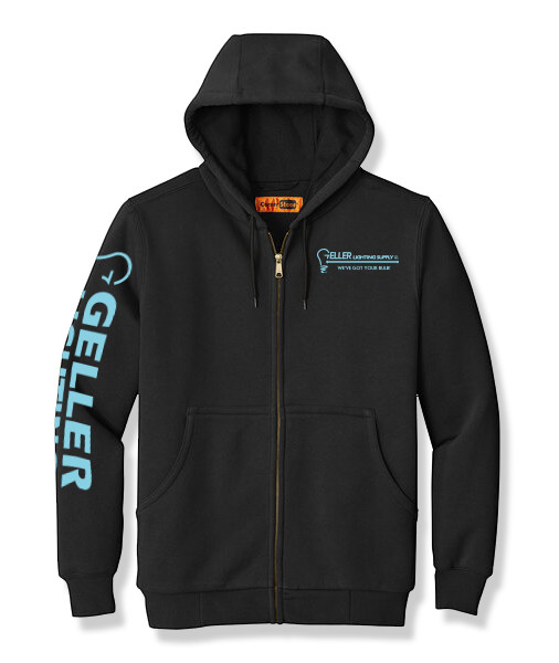 Black Geller Lighting Supply Heavyweight Full-Zip Hooded Sweatshirt with Thermal Lining