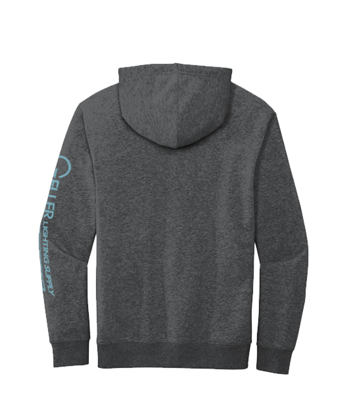 Heathered Charcoal Geller Lighting Supply Pullover  Fleece Hoodie with Subtle Sleeve Logo Heathered Charcoal Geller Lighting Supply Pullover  Fleece Hoodie with Subtle Sleeve Logo