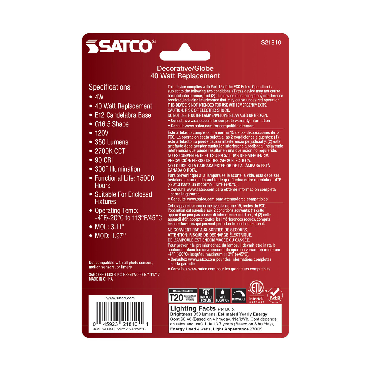 Satco | S21810 | S21810