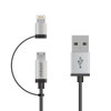 MBEAT 1m Lightning and Micro USB Data Cable - 2-in-1/Aluminmum Shell Crush-Proof/Nylon Braided/Silver/ Apple/Andriod Tablet Mobile Device LS