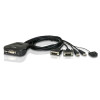 ATEN Petite 2 Port USB DVI-D KVM Switch with Remote Port Selector - 1.2m Cables Built In