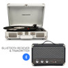 CROSLEY Crosley Cruiser White Sands - Bluetooth Turntable & Black GPO Bluetooth Speaker