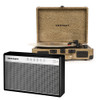 Crosley Cruiser Bluetooth Portable Turntable - Gold + Bundled Crosley Portable Bluetooth Speaker - Black