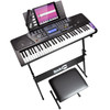 RockJam 61 Key Keyboard Piano With LCD Display Kit, Keyboard Stand, Piano Bench, Headphones, Simply Piano App & Keynote Stickers