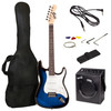 RockJam Electric Guitar Superkit with 10-watt Amp, Gig Bag, Picks & Online Lessons 6 String Pack - BlueBurst