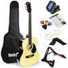 RockJam Acoustic Guitar Super kit Includes Stand, Gig Bag, Tuner, Picks, Plectrum Holder, Spare Strings & Online Lessons - Natural