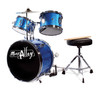 Music Alley 3 Piece Kids Drum Set with Throne, Cymbal, Pedal & Drumsticks - Metalic Blue