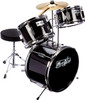 Music Alley 3 Piece Kids Drum Set with Throne, Cymbal, Pedal & Drumsticks - Metalic Black