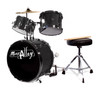 Music Alley 3 Piece Kids Drum Set with Throne, Cymbal, Pedal & Drumsticks - Metalic Black