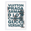  Wall Art's Fashion Names Bold On Palm Trees Large 105cm x 81cm Framed A1 Art Print 