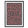  Wall Art's Fashion Names Regular Grey And Pink Large 105cm x 81cm Framed A1 Art Print 