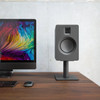  Kanto TUK 260W Powered Bookshelf Speakers with Headphone Out, USB Input, Dedicated Phono Pre-amp, Bluetooth - Pair, Matte Black with SP6HD Black Stand Bundle 