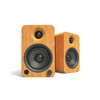  Kanto YU4 140W Powered Bookshelf Speakers with Bluetooth® and Phono Preamp - Pair, Bamboo with SP32PL Black Stand Bundle 