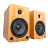  Kanto YU6 200W Powered Bookshelf Speakers with Bluetooth® and Phono Preamp - Pair, Bamboo with SP6HD Black Stand Bundle 