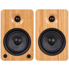  Kanto YU6 200W Powered Bookshelf Speakers with Bluetooth® and Phono Preamp - Pair, Bamboo with SP6HD Black Stand Bundle 