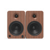  Kanto YU6 200W Powered Bookshelf Speakers with Bluetooth® and Phono Preamp - Pair, Walnut with SP32PL Black Stand Bundle 