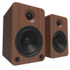  Kanto YU6 200W Powered Bookshelf Speakers with Bluetooth® and Phono Preamp - Pair, Walnut with SP32PL Black Stand Bundle 