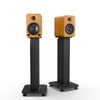  Kanto YU4 140W Powered Bookshelf Speakers with Bluetooth® and Phono Preamp - Pair, Bamboo with SX22 Black Stand Bundle 