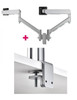 ATDEC Atdec AWMS-2-D13 Dual 690mm Dynamic Monitor Arms + 135mm Post / 8kg (17.6lb) Flat and Curved Screens + F Clamp Desk Fixing, Silver