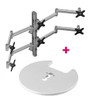 ATDEC Atdec AWMS-6-13717 Hex Monitor Mount + 750mm Post / 12kg (26.5lb) Flat Screens, 10kg (22lb) Curved Screens + Grommet Clamp Desk Fixing, Silver