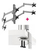 ATDEC Atdec AWMS-6-13717 Hex Monitor Mount + 750mm Post / 12kg (26.5lb) Flat Screens, 10kg (22lb) Curved Screens + Heavy-Duty F Clamp Desk Fixing, Silver