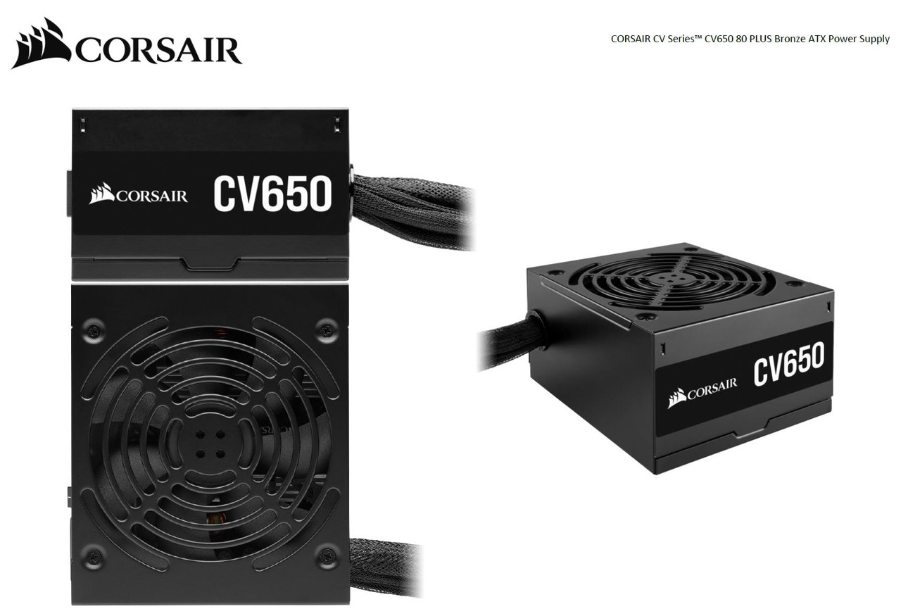 サイズ変更オプション Corsair CVシリーズ、CV650、650ワット、デュアルEPS、80 Plus Bronze Certified、Non  Mo