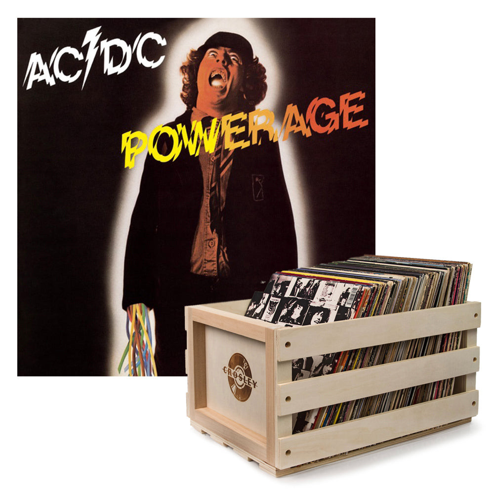 Crosley Record Storage Crate AC/DC Powerage Vinyl Album Bundle (IW-SM ...