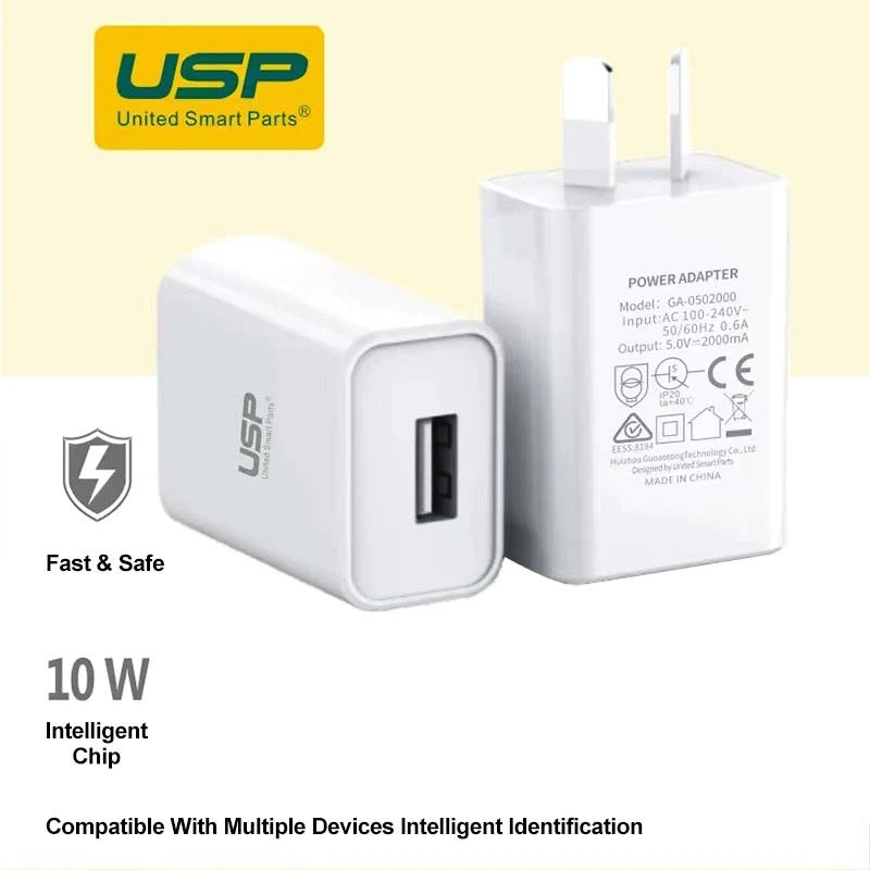 Adapter Uisp USP 10W USB-A Wall Charger Adapter - (6972475750435), Intelligent Chip ...