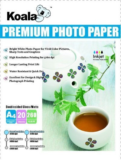 260gm A4 DS High Gloss/Matte Photo 20 Sheets