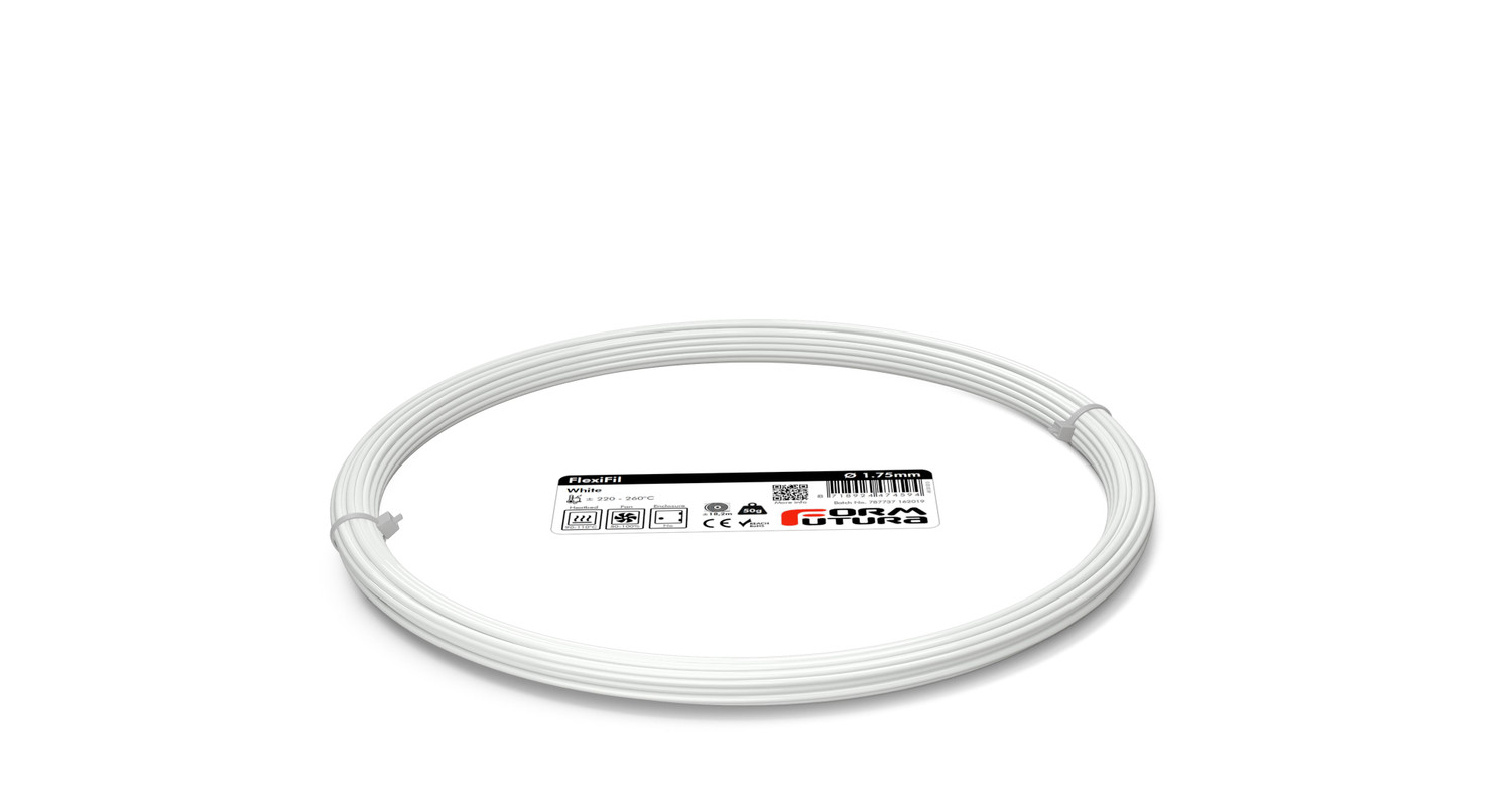 TPC Filament FlexiFil 1.75mm White 50 gram 3D Printer Filament (175FLEX-WHITE-0050)