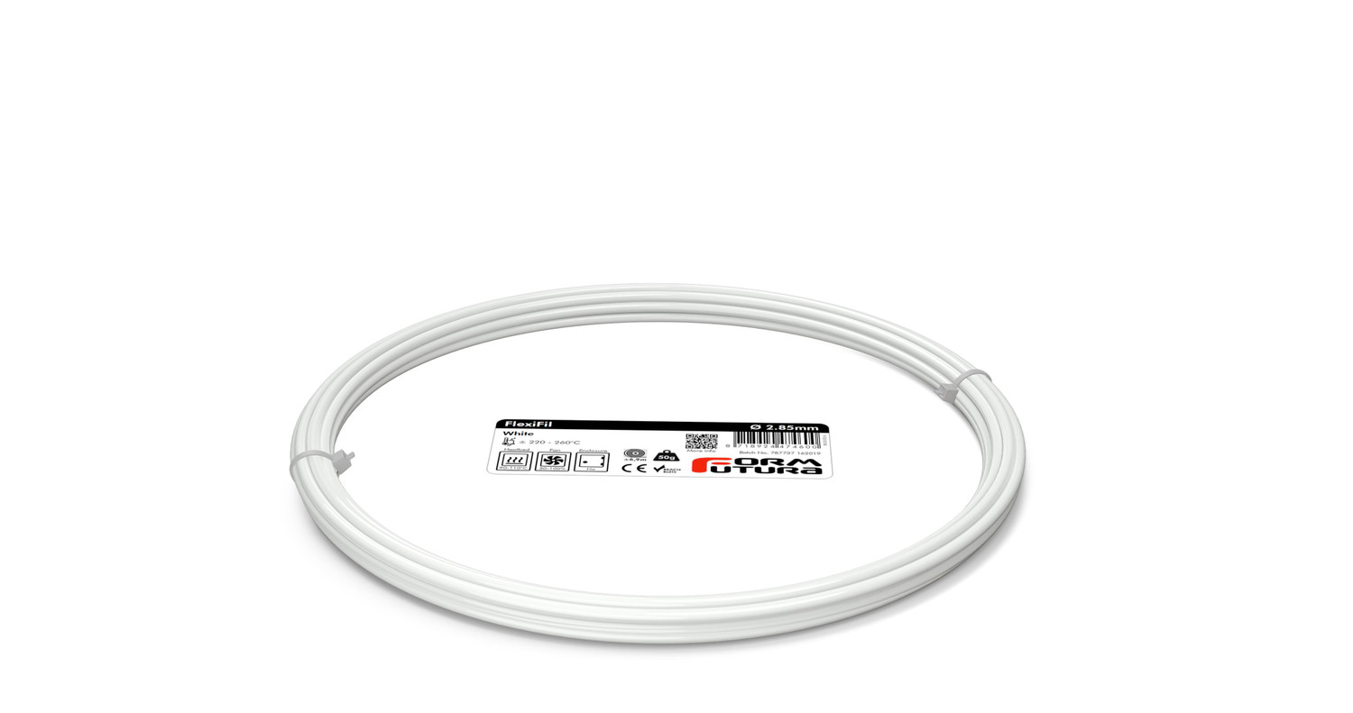 TPC Filament FlexiFil 2.85mm White 50 gram 3D Printer Filament (285FLEX-WHITE-0050)