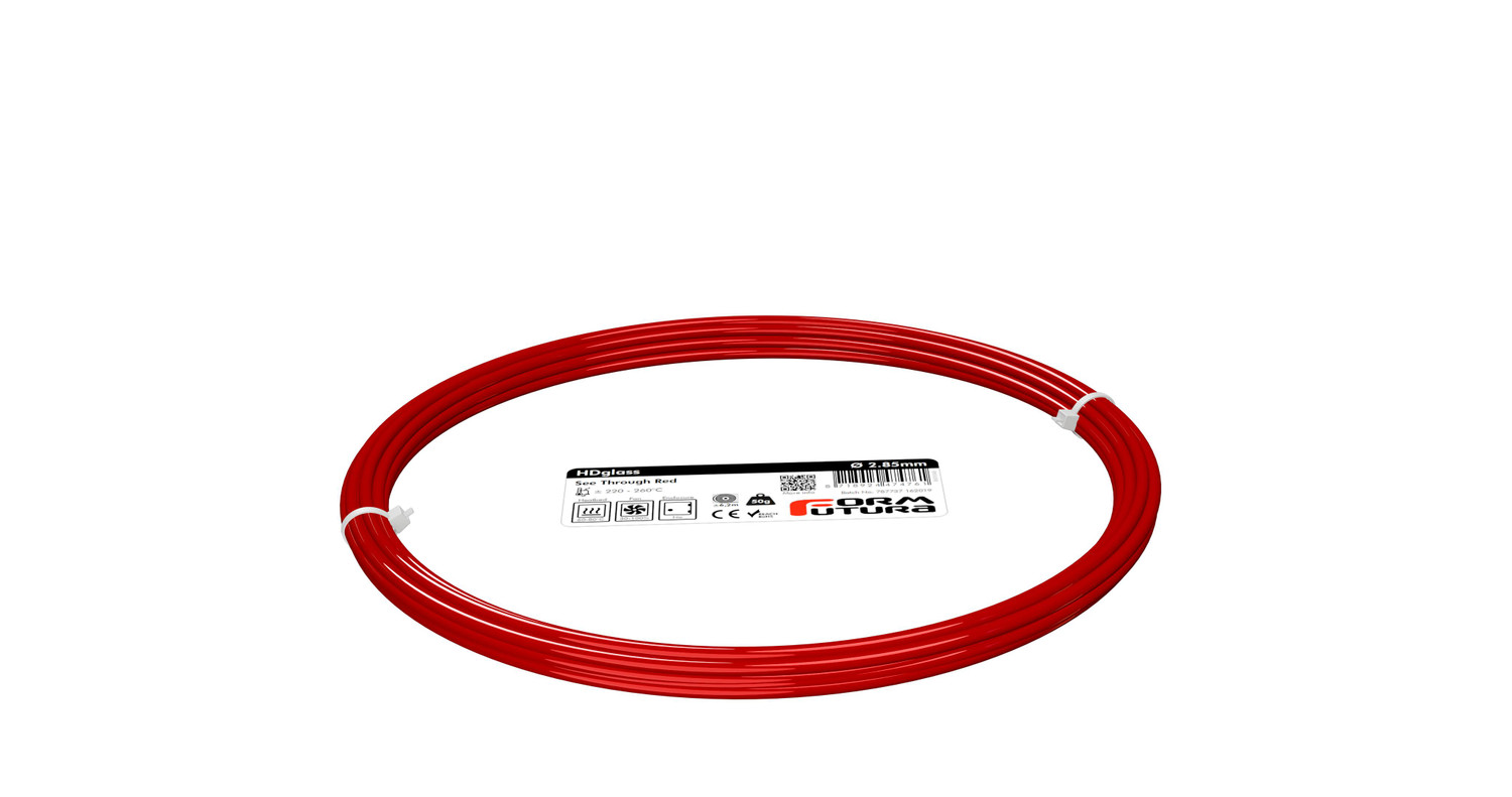 PETG Filament HDglass 2.85mm See Through Red 50 gram 3D Printer Filament (285HDGLA-STRED-0050)