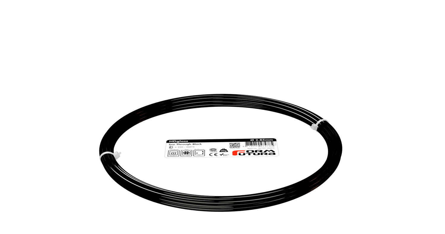 PETG Filament HDglass 2.85mm See Through Black 50 gram 3D Printer Filament (285HDGLA-STBLA-0050)